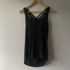 lululemon Workout Top Lace Back Vent Black and Silver